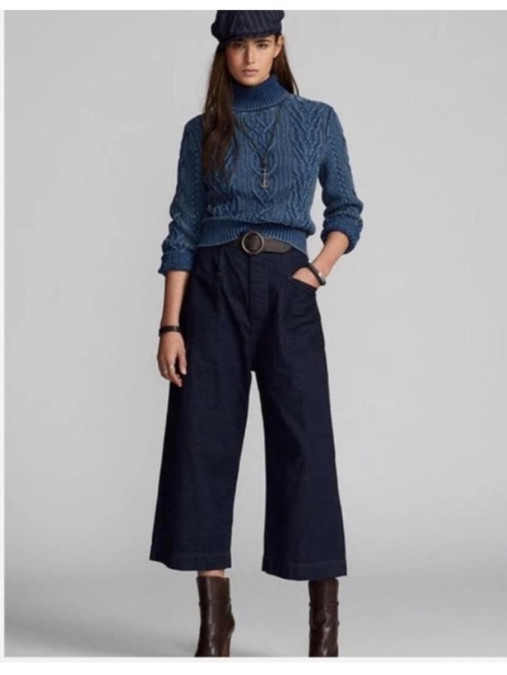 RRL Ralph Lauren RL Culottes Cropped Wide Leg Cotton Linen Pants 32/14 NWT